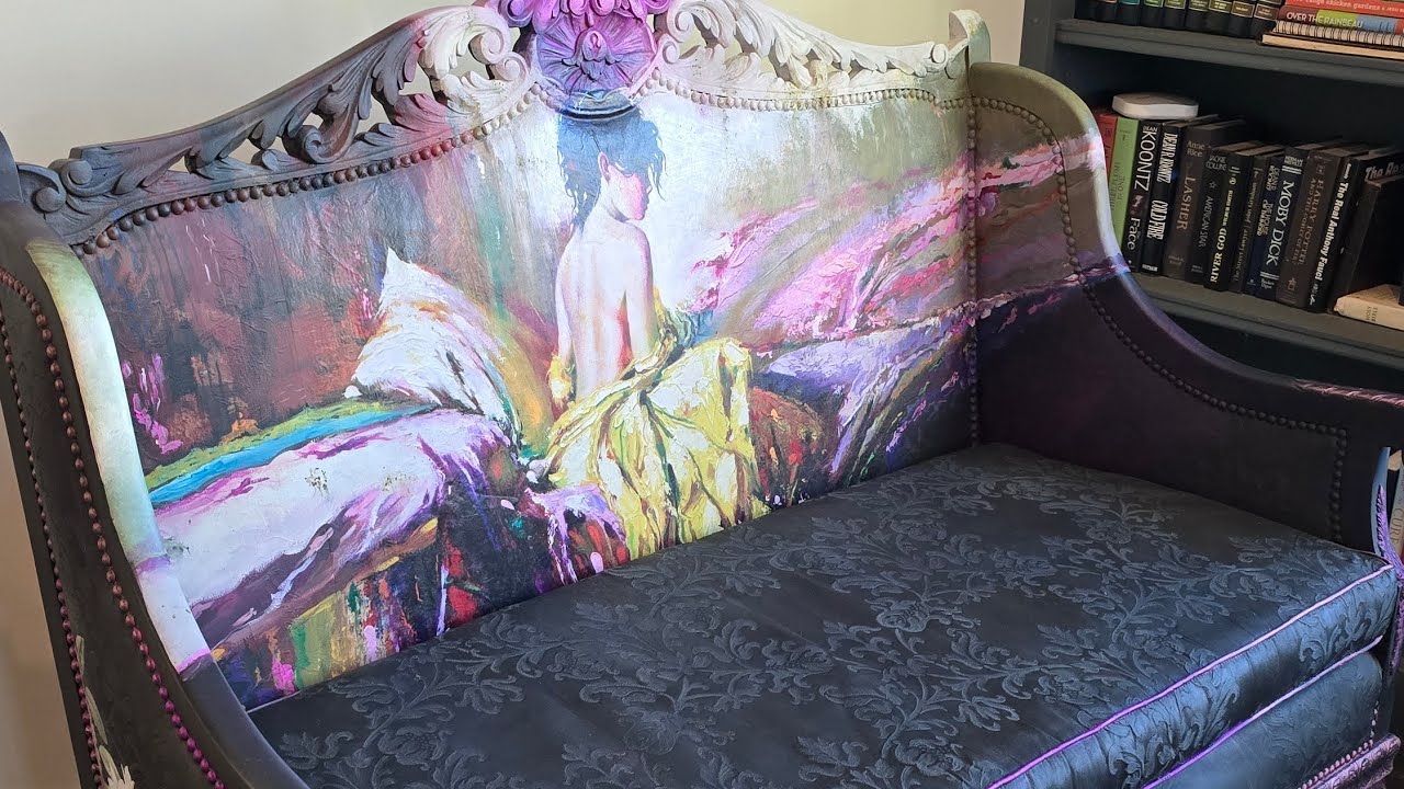 Vintage Settee decoupage paper makeover 