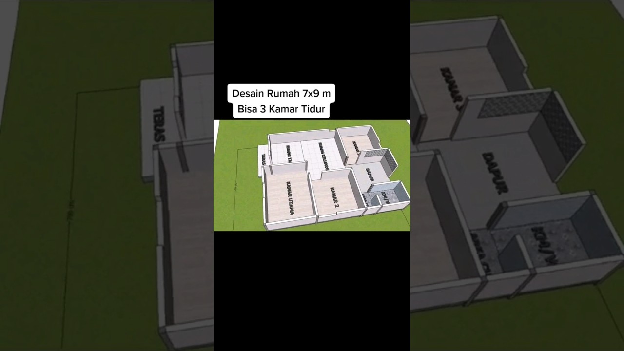 denah rumah 7x9 m dengan 3 kamar tidur