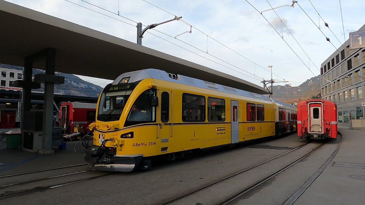Trainspotting Schweiz, RhB in Chur am 29.12.2023, Champagner und der Ahnenzug.