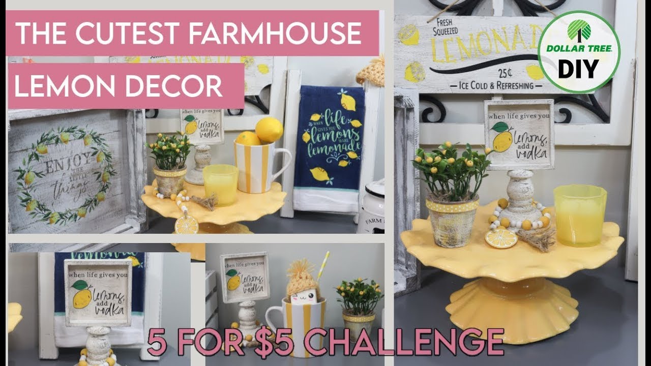 LEMON TIER TRAY DECOR | LEMON DECOR | 5 UNDER $5 DIY CHALLENGE