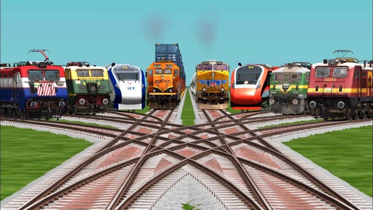 ⚠️ 8 High-Graphics Trains Running on Dangerous Bumpy Railroad | Extreme Track | train simulators