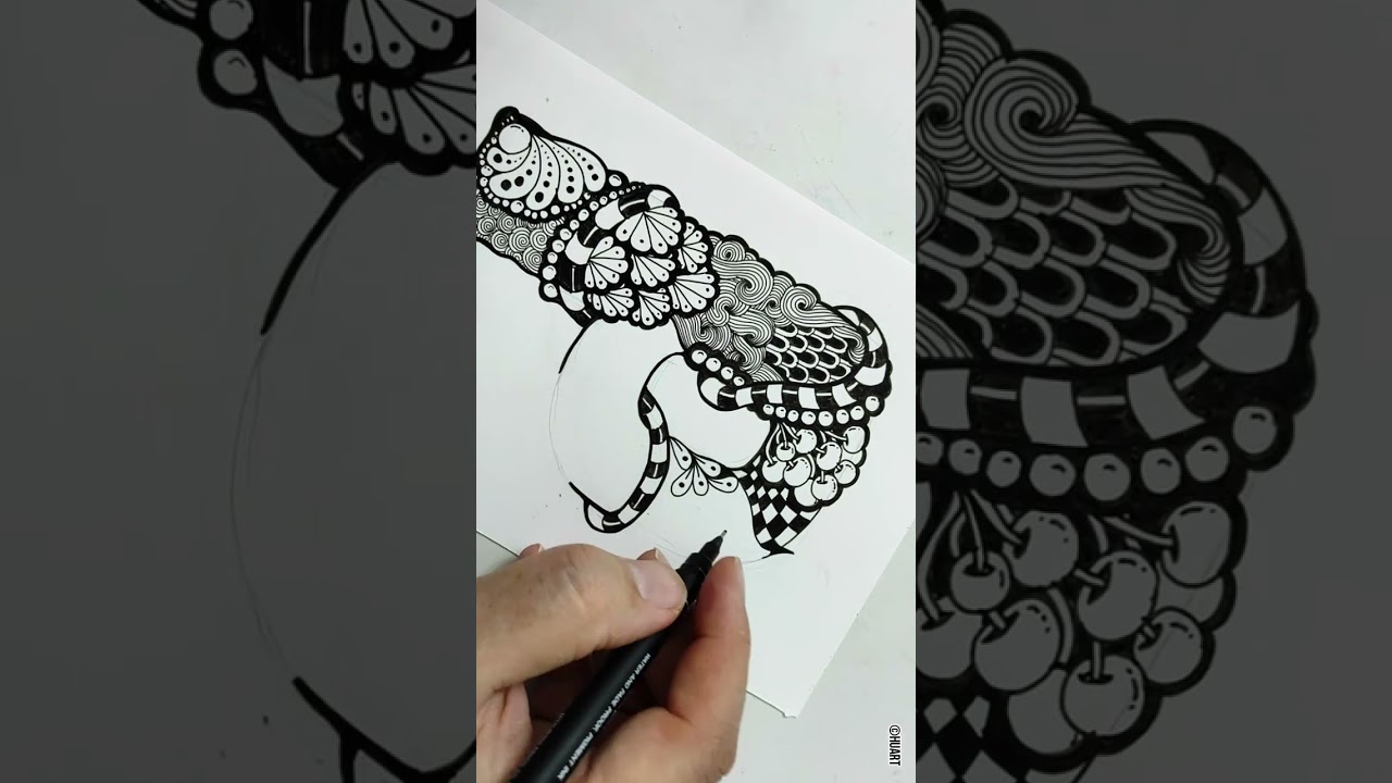 very easy zentangle art | tangle and doodles | #shorts