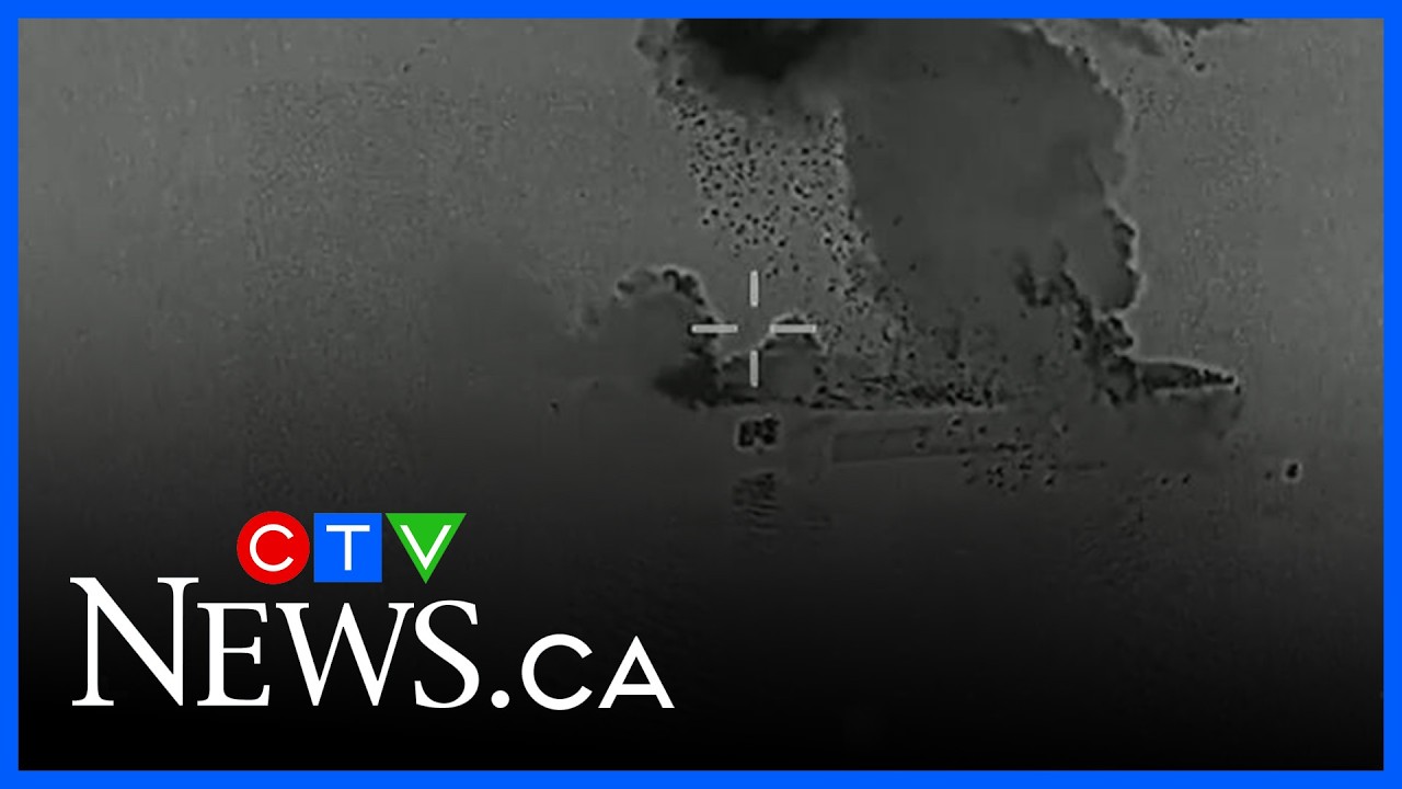 U.S. Central Command video shows Iranian drone carrier up in flames after strikes