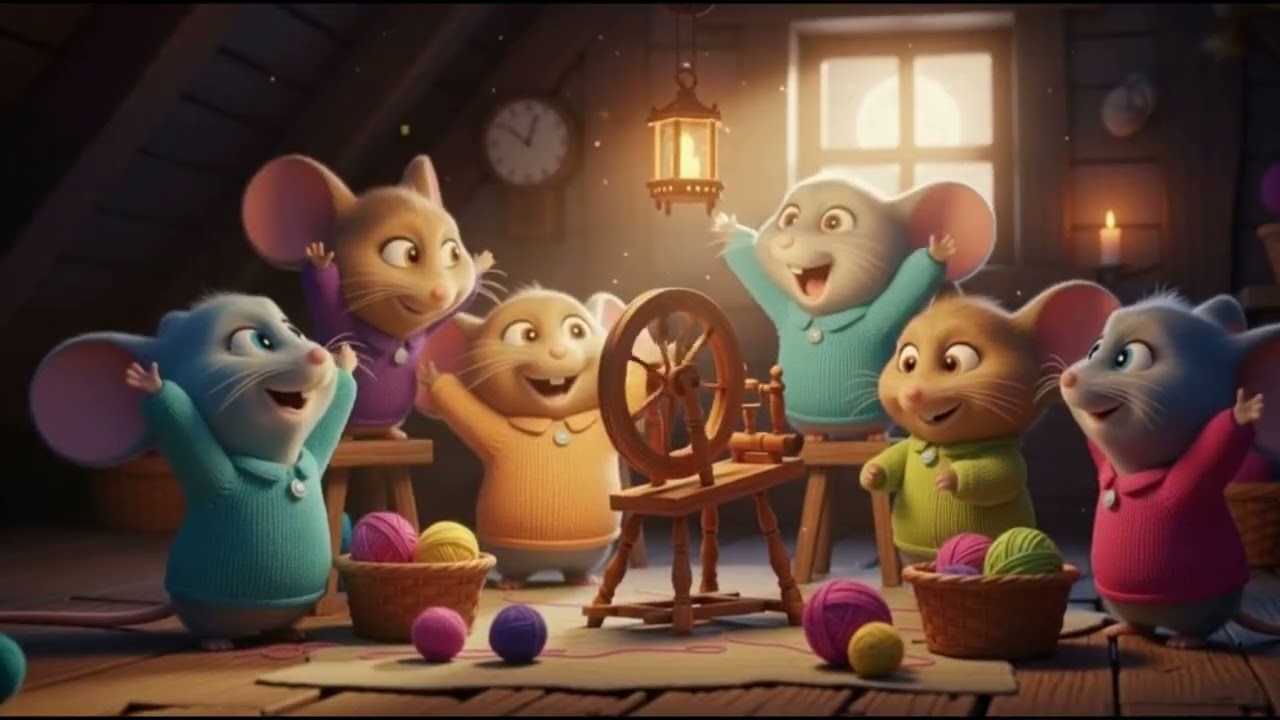 Six Little Mice and a Pussy Cat | Little Mice at Work | Fun Kids Song | Six Little Mice Spin & Sing