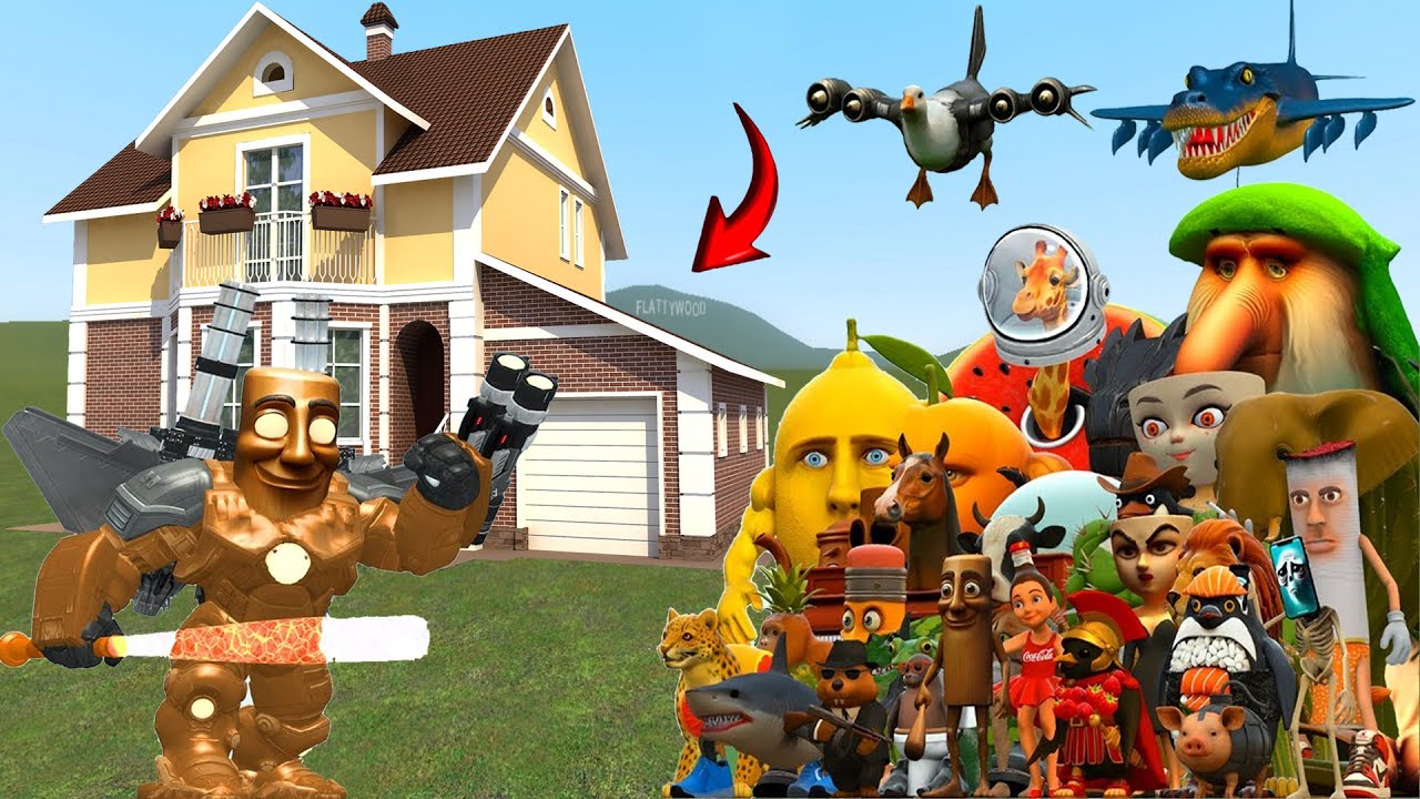 Tung Tung Tung Sahur And All Italian AI Brainrot Memes Family VS House in Garry's Mod!