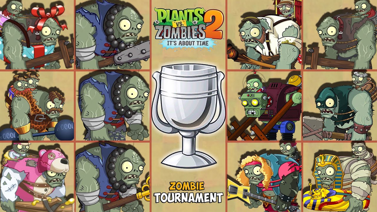 PvZ 2 Tournament Gargantuar Zombies - 16 Gargantuars Zombies in the battle map - Who is strongest?