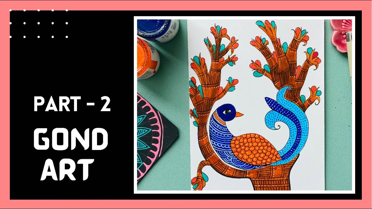Step by Step Gond Art Tutorial for Beginners | Easy Gond Art Peacock Painting | Gond Painting Telugu