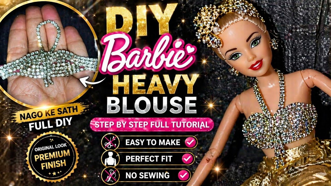 बार्बी डॉल का हैवी ब्लाउज बनाना सीखें | barbie doll party wear blouse making 