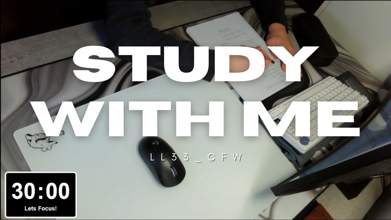 Study with me 30/10 with rain Noises