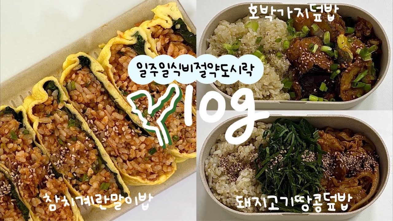 매일 아침 언니를 위한 식비절약도시락💸호박가지덮밥, 참치계란말이밥, 돼지고기땅콩덮밥