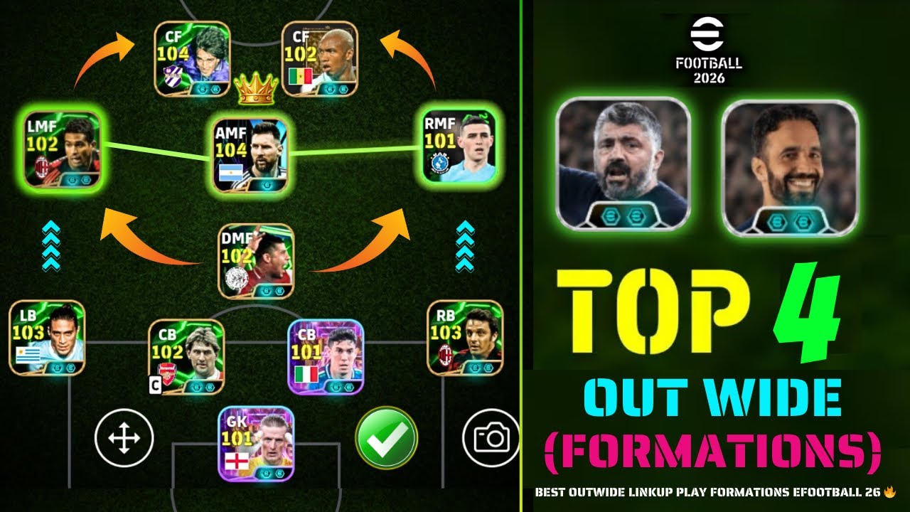 Топ-4 лучших расстановок на флангах в eFootball 2026 🔥| Схема игры Дженнаро Гаттузо на флангах ✨