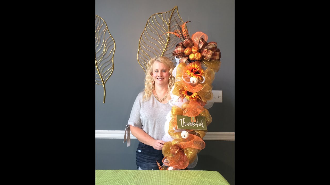 $1 Yardstick Door Swag Table Arrangement DIY