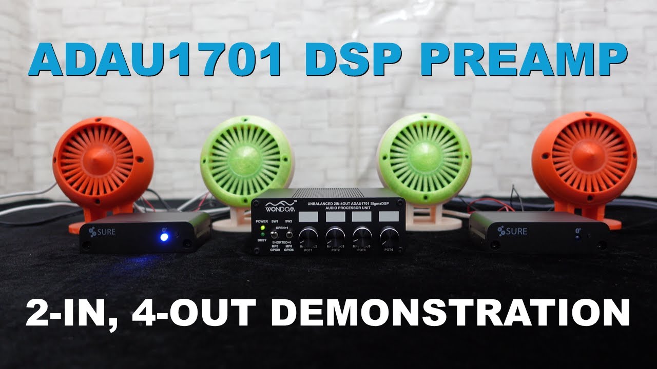 How to Connect ADAU1701 DSP 2-in, 4-out Preamp with Amplifiers for Tuning | Demonstration