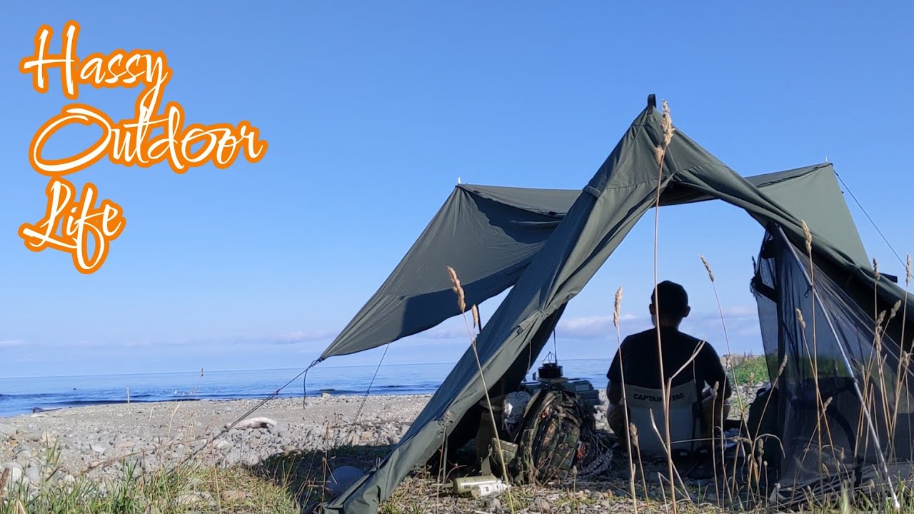 【北海道キャンプ】砂浜じゃない海キャンプはノンストレスだった/初海キャンプは海にまつわる食を堪能/増毛町 暑寒海浜キャンプ場/TOMOUNT ワンポールテントTC