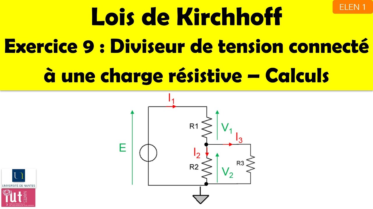 Lois de Kirchhoff - Exercice 9 : Diviseur de tension connecté à une charge résistive