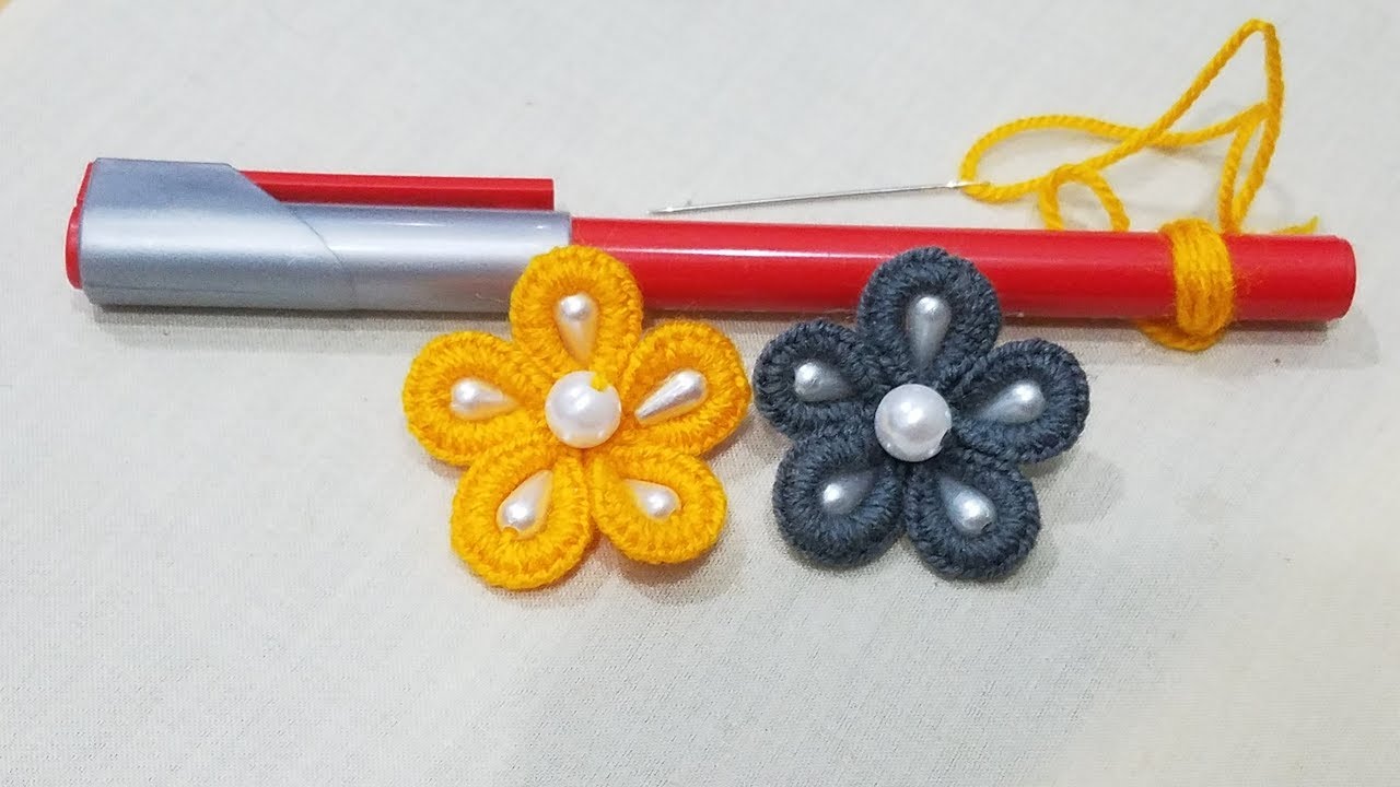 طريقة عمل وردة كروشيه سهلة جدا | خدعة ذكية التطريز اليدوي Hand Embroidery amazing tricks