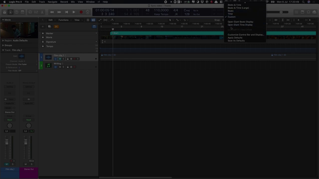 Time-Code Sync and video import in Logic Pro X for Film Composers