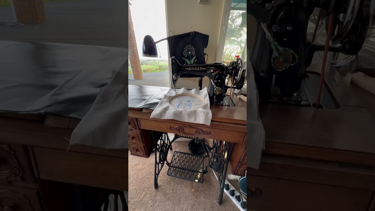 Free Motion Embroidery on my 1949 Singer 201k vintage treadle sewing machine #VSM