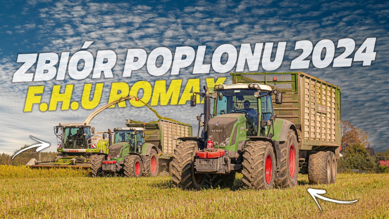 Zbiór poplonu oraz trawy 2024✓F.H.U Romax✓Claas Jaguar 850✓2x Fendt 826 vario✓2x Bergmann