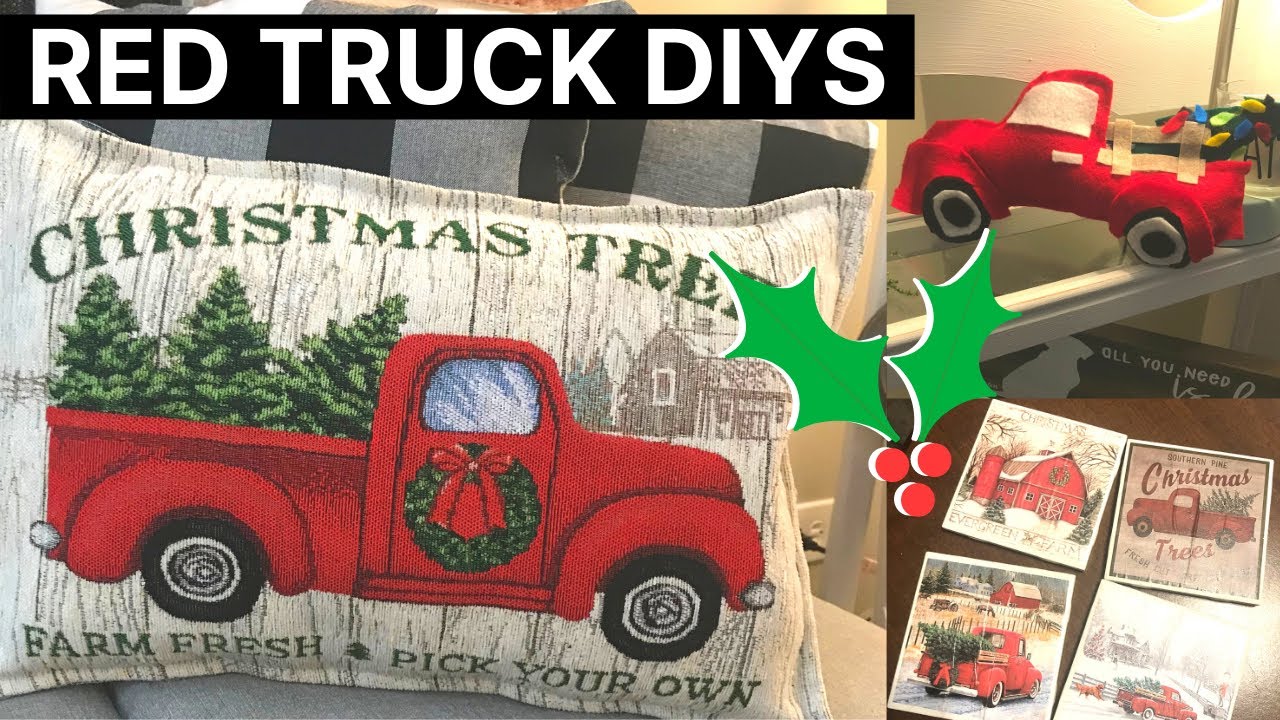 DIY RED TRUCK DECOR | EASY FARMHOUSE CHRISTMAS DECOR