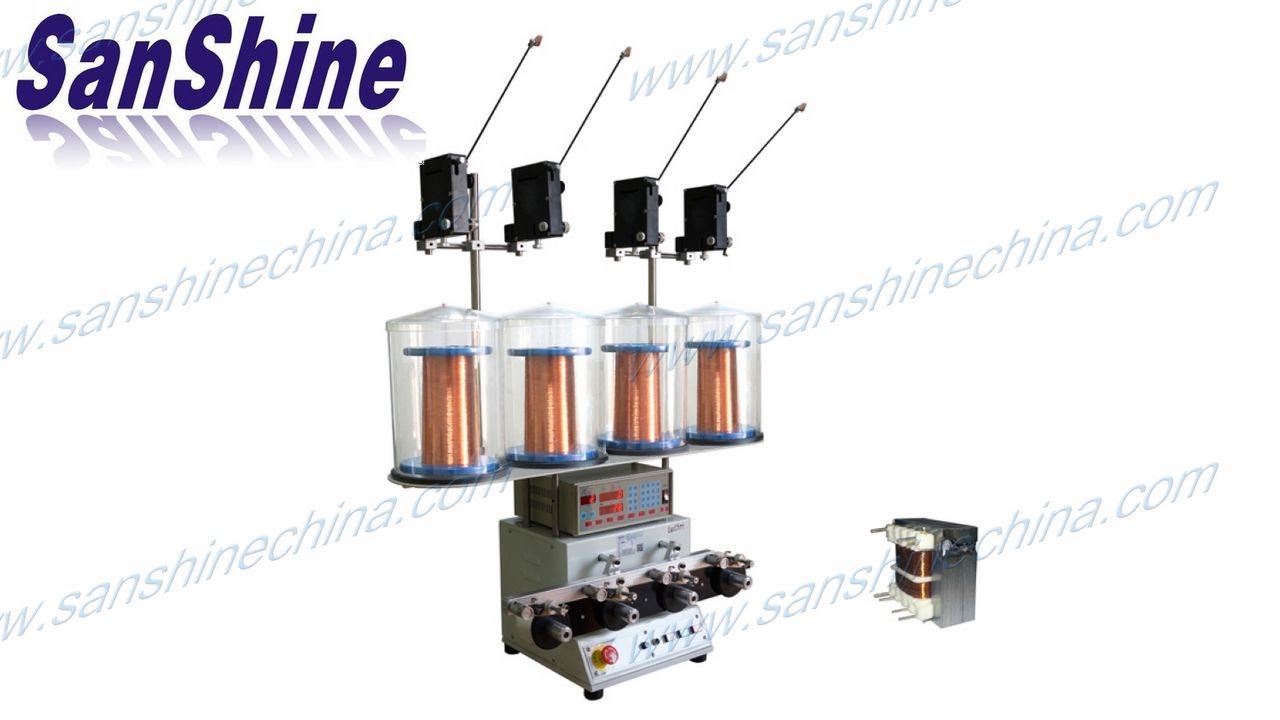 Four spindles automatic coil winding machine winds transformer(SS864) @windingmachineworld