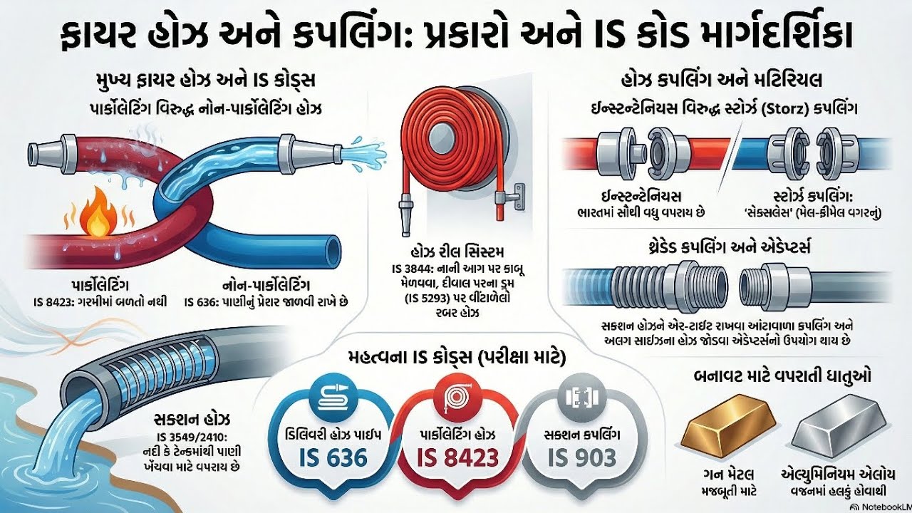 ફાયર સર્વિસ માં હોઝ ના પ્રકાર અને હોઝ ફિટિંગ વિશે માહિતી  