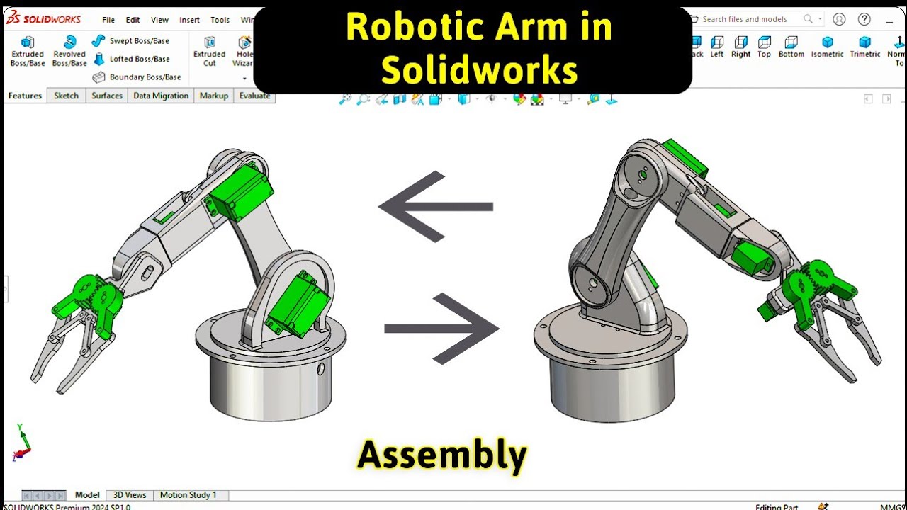 Robotic Arm Assembly Complete in SOLIDWORKS 