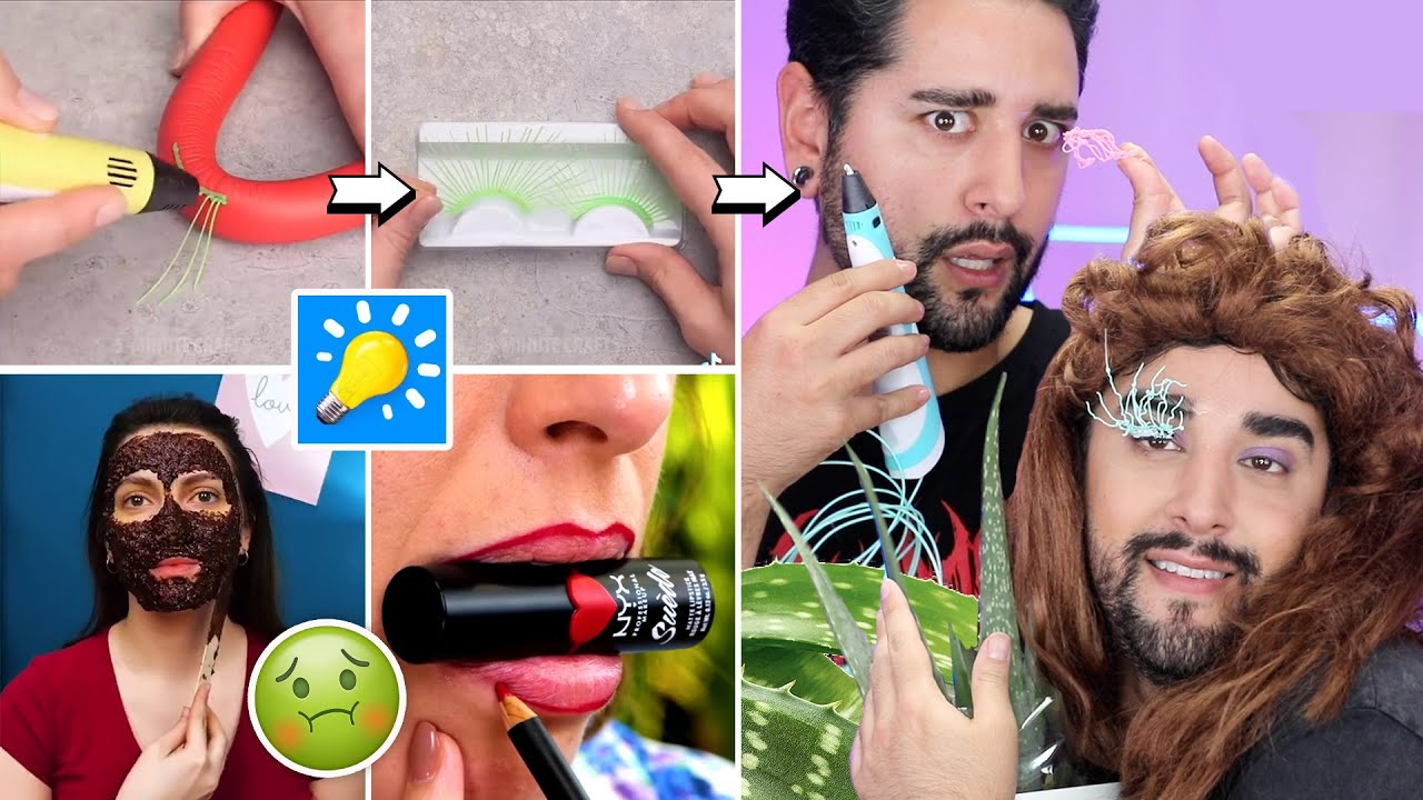 Debunking TERRIBLE 5 Minute Crafts Makeup + Skincare Hacks💜🖤 The Welsh Twins