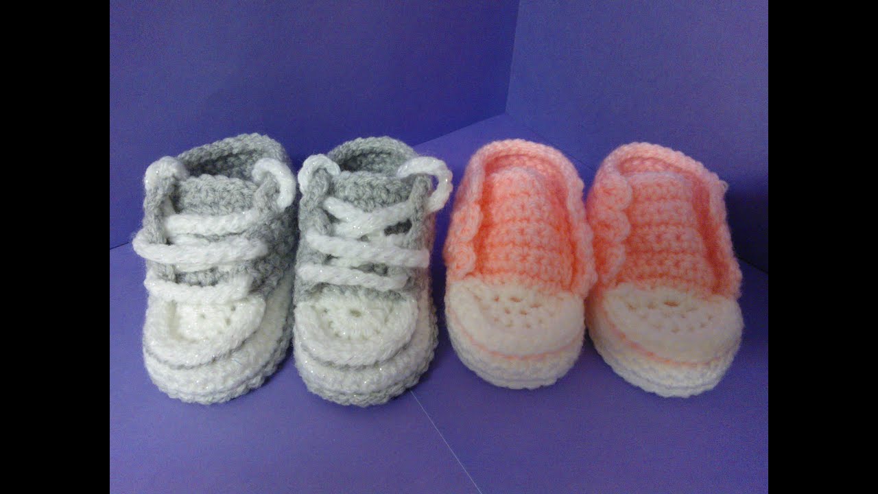 p4 How to crochet My easy new born baby converse style slippers with history of the granny square
