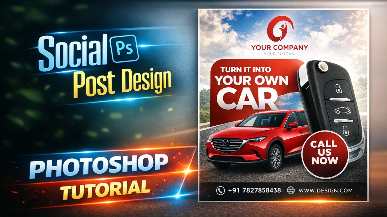 Create stunning Social Media Posts in Photoshop 🚀From idea to eye-catching design!