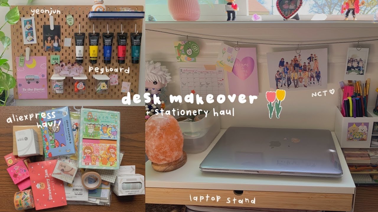 desk makeover: organizing  my stationery + huge aliexpress haul ⭐️
