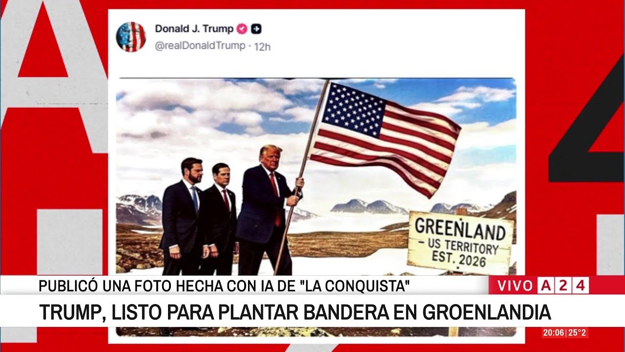 🚨 CRECE LA TENSIÓN CON EUROPA: TRUMP PUBLICÓ UNA FOTO CONQUISTANDO GROENLANDIA