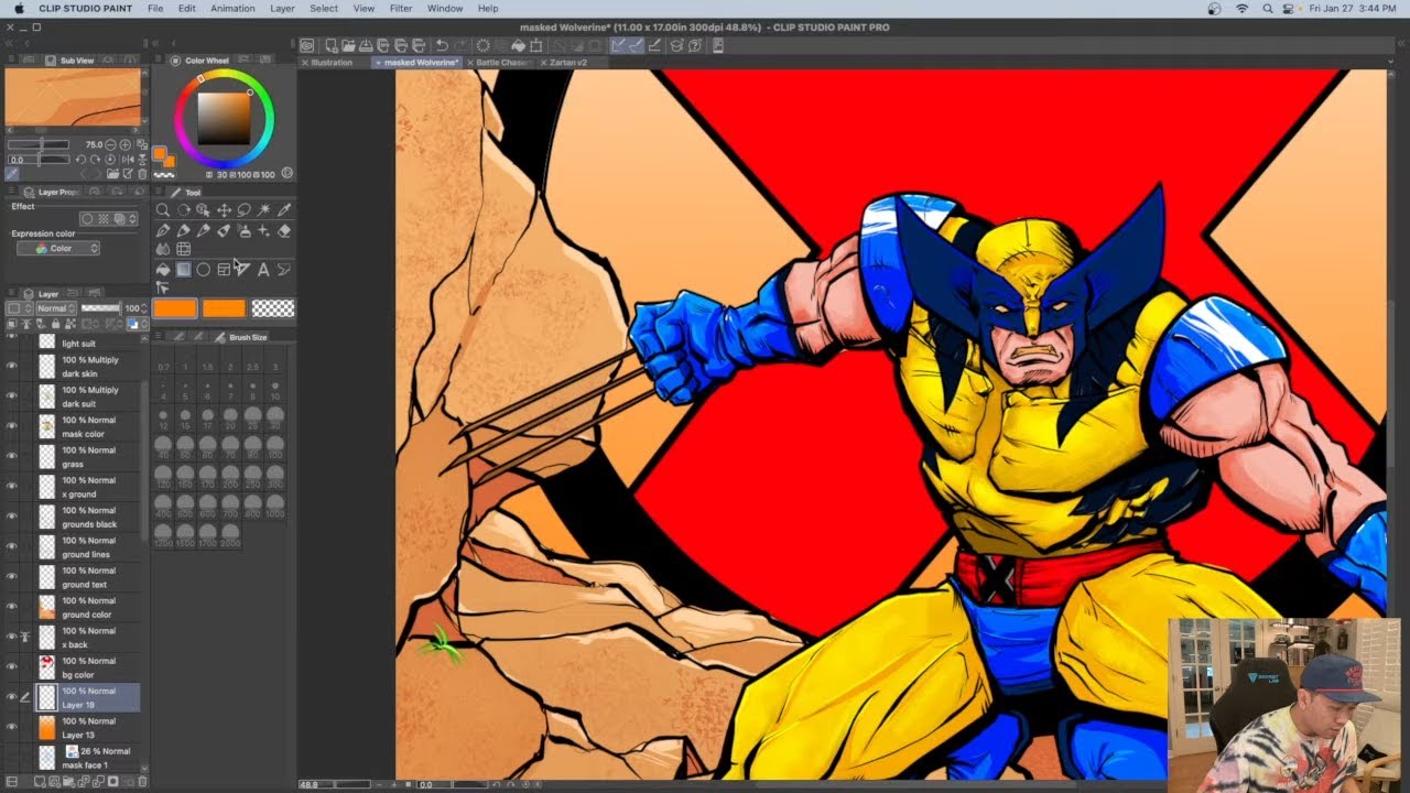 Drawwerx Live Stream- Struggle to redraw Wolverine-Pt. 6