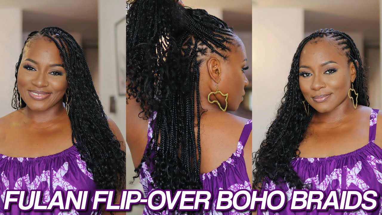 FULANI FLIP-OVER BOHO GODDESS BRAIDS WITH WATER WAVE HUMAN HAIR | YWIGS HAIR