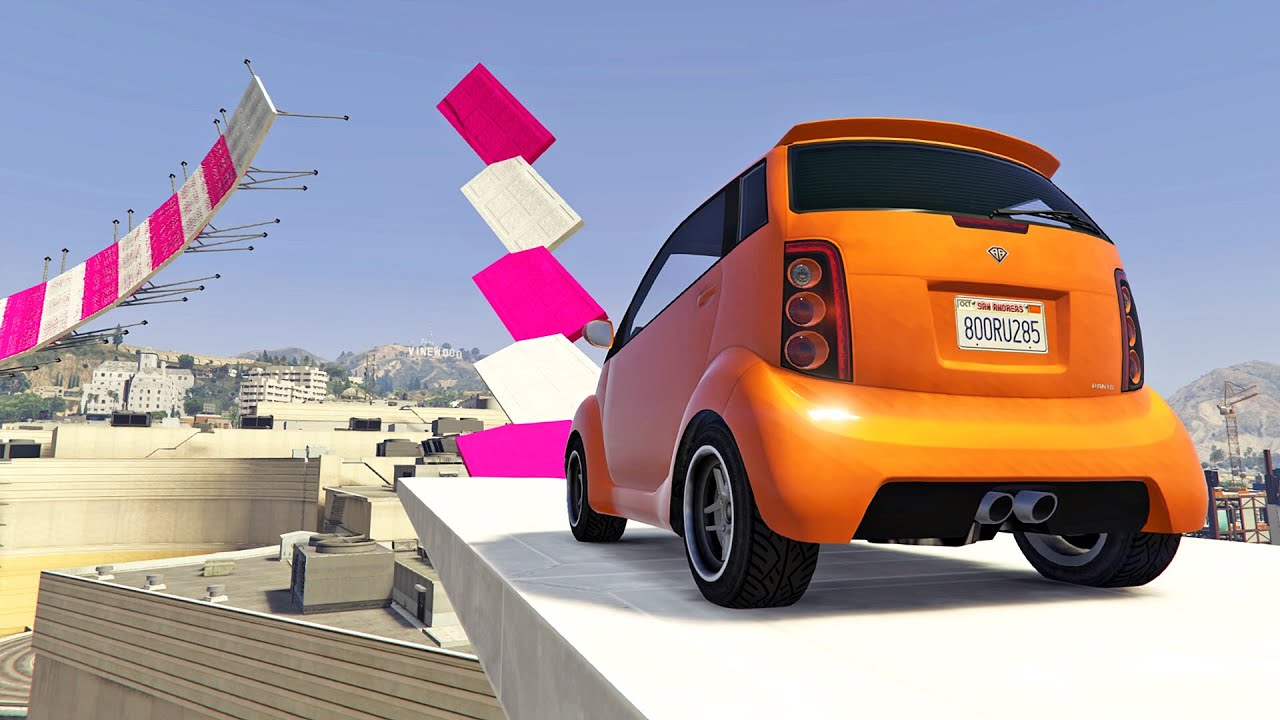 باركور أصغر سيارة في العالم على لعبة جي تي أي 5 | GTA V Car Parkour Challenge