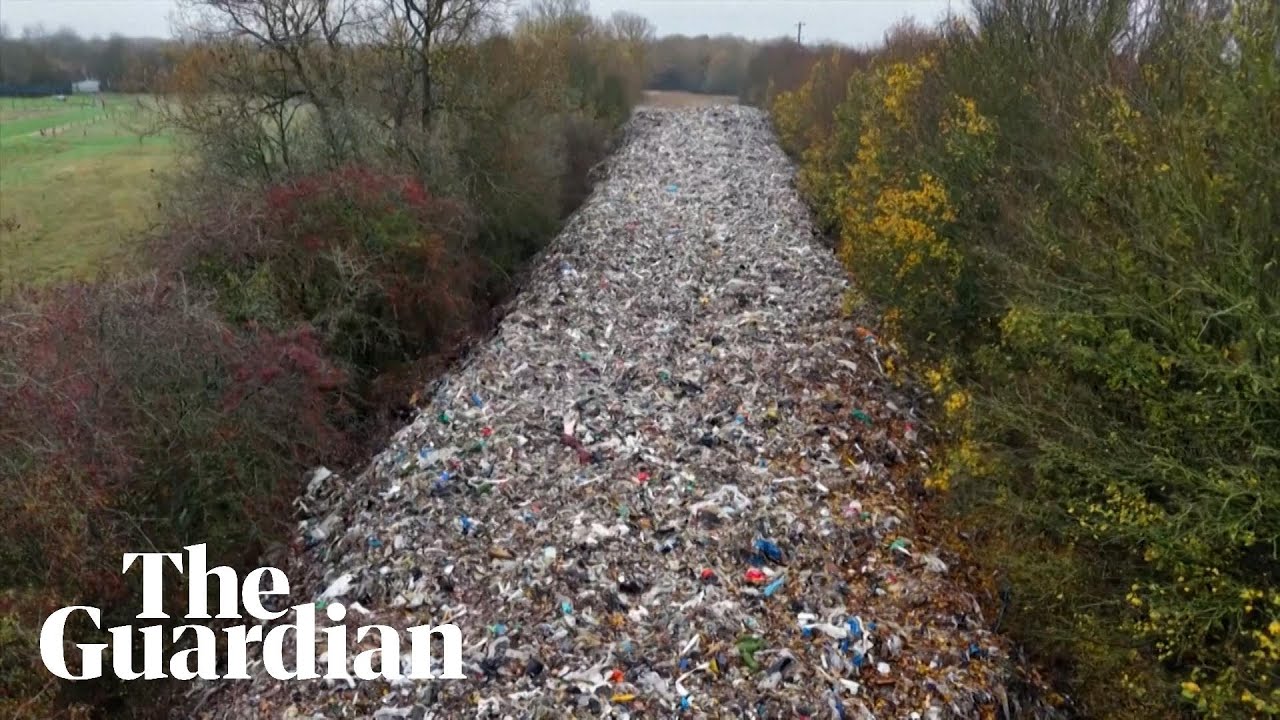 Drone footage shows &lsquo;mountain&rsquo; of fly-tipped waste in Oxfordshire