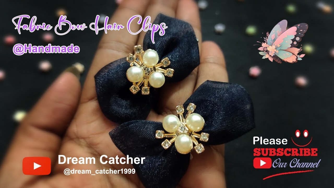 @DIY fabric tie hairclips making💝organza cloth 💝handmade hairclips making💝hair accessories making ##