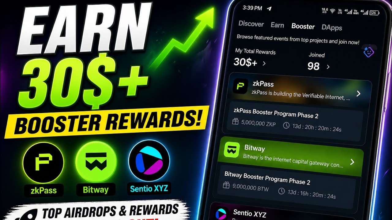 3 Binance booster campaigns are live in web3 wallet / Stake and Earn Sentio + BTW + ZKP campaign 