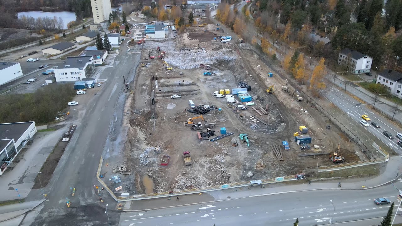 Tasavallankadun Citymarketin ty&ouml;maa ja Bellanranta, Kuopio 23.10.2024