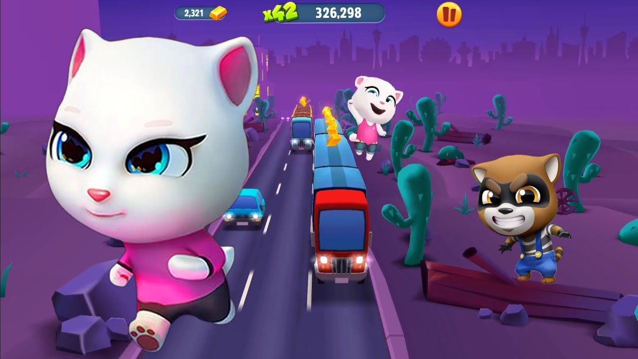 Talking Tom Hero Dash: Boss Fight In Las Vegas: Talking Angela vs Raccoon: Full Screen