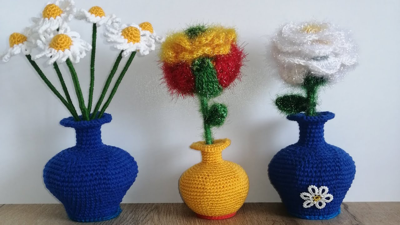 örgü vazo yapımı 🤩 vee beklenen vazo tarifi geldii🌼