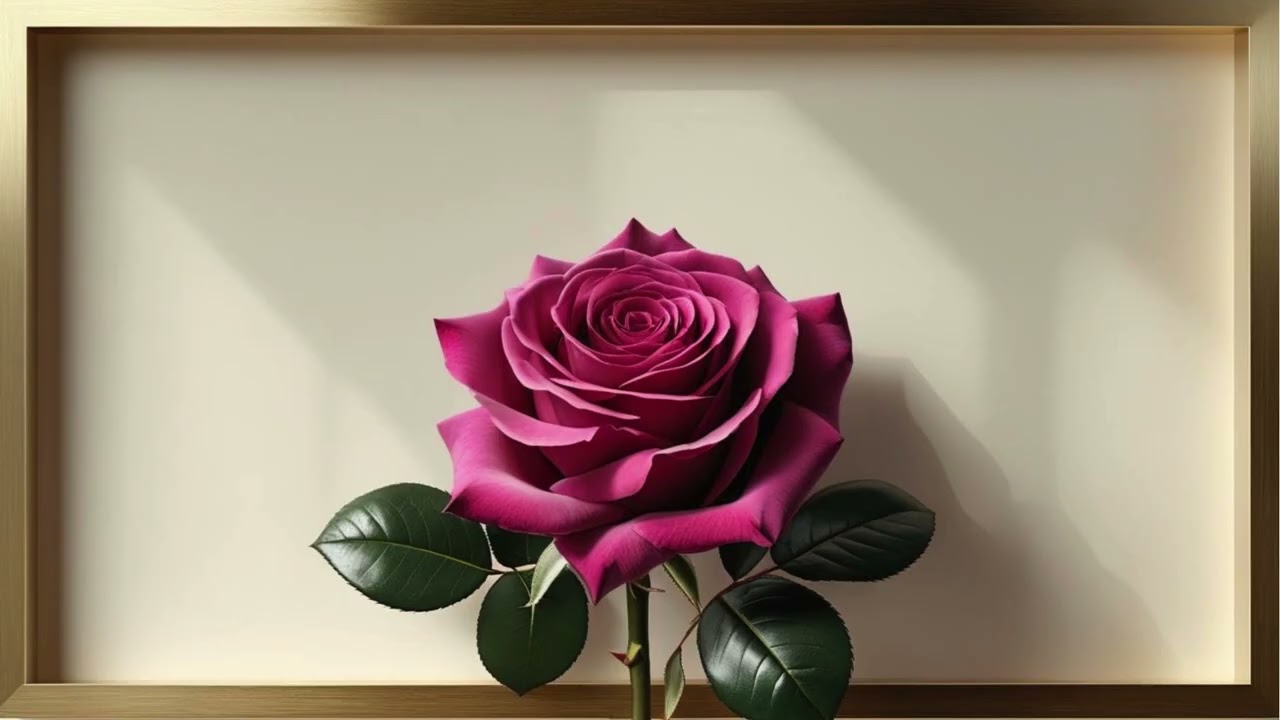 Dark Pink Rose Elegance 🌹✨ | Luxury Golden Frame Screensaver