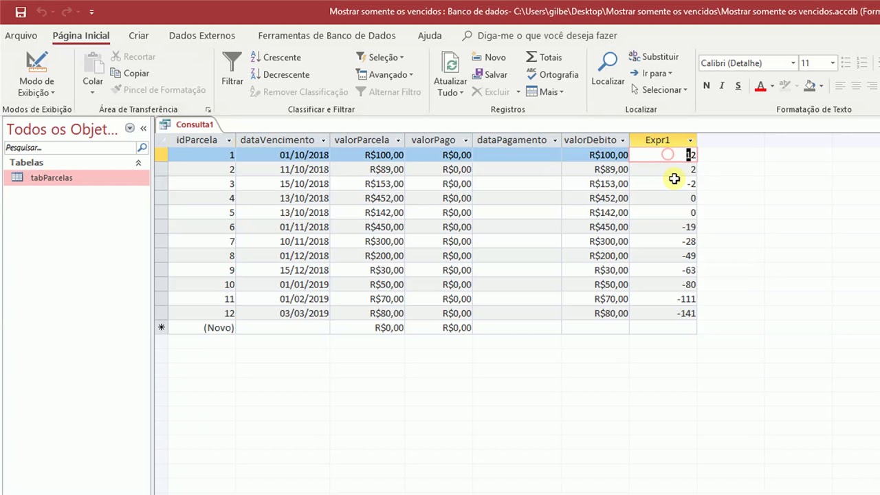 Aula de Access - Trabalhar com datas de vencimento