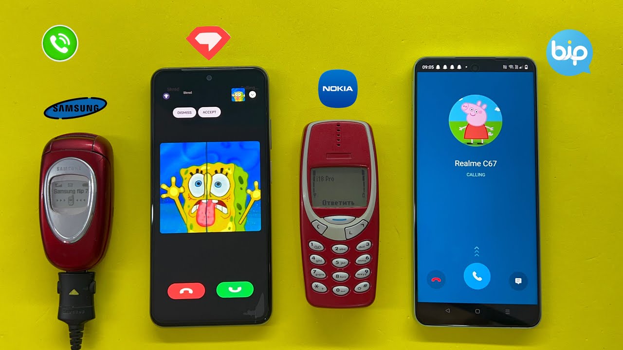 Incoming Call on Samsung X460 + Nokia 3310 + Realme C67 + XIAOMI Note 10s at the same time