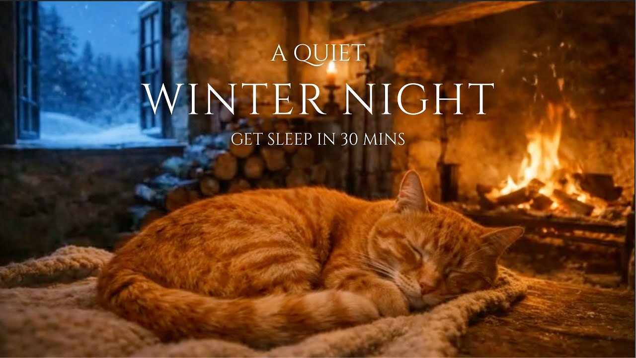 🔥Cozy Fireplace Crackling 24/7 Winter Ambience | Sleep, Relax, Study Peaceful Night  ~ (No Music)