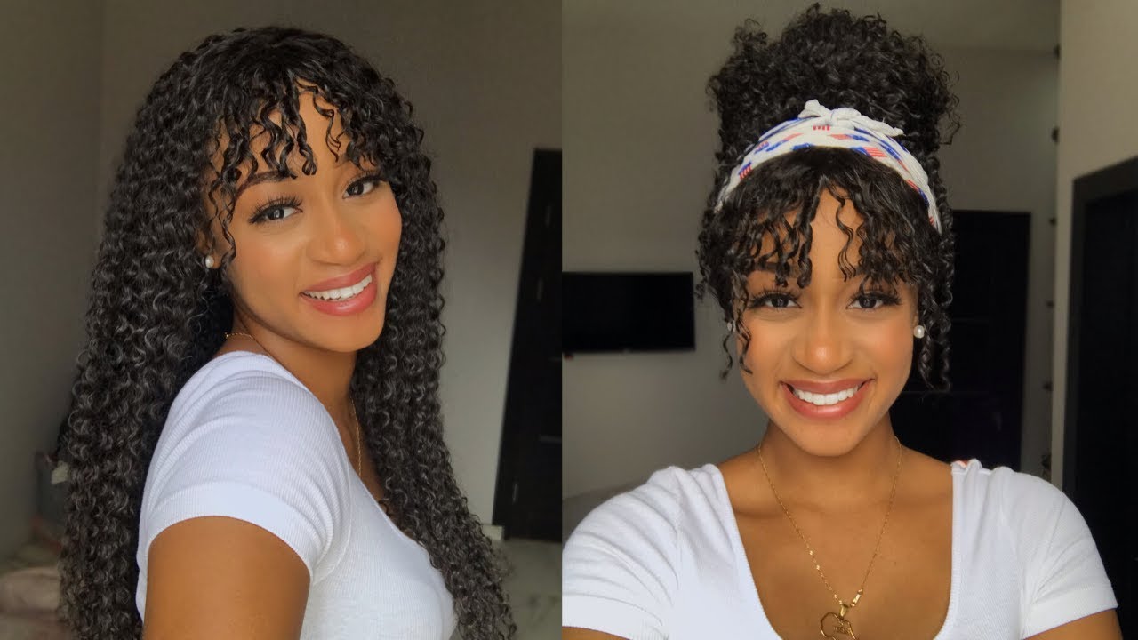 5 QUICK & EASY STYLES ON CURLY WIG WITH BANGS | NATURALGIRLWIGS