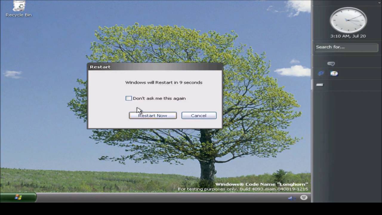 Deleting system32 in Windows Longhorn Build 4093