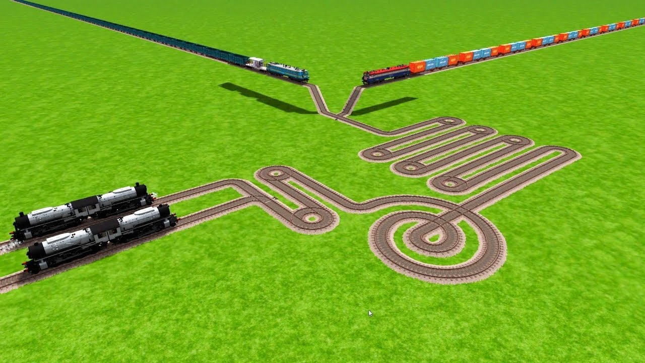 4 AI STEAM TRAINS COUPLING VS EXTREME BUMPY ROUND CIRCLES TRACKS | Train simulator | beamng drive 