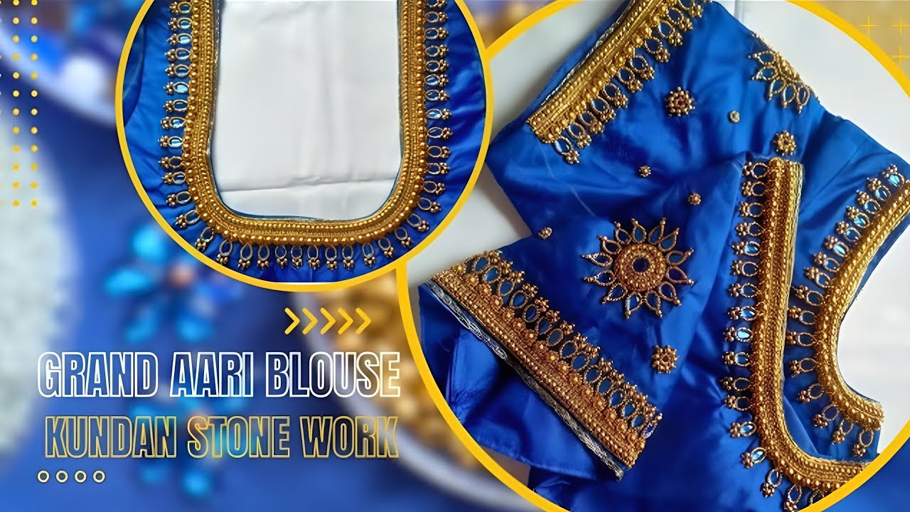 Kundan stone work Aari Blouse 😍 #aariwork #blousedesign #trending