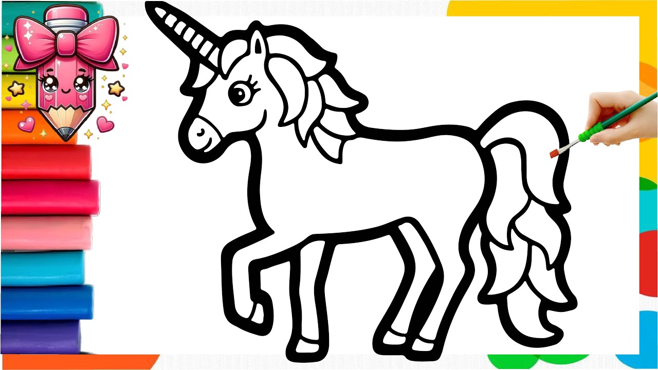 How To Draw A Unicorn 🦄 Drawing And Coloring A Cute Unicorn 🌈 Drawings For Kids
